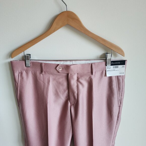 35x30 Pink Pants New Jos A Bank Skinny Fit Trouser Pant Polyester Nwt Mens Size - Picture 10 of 17